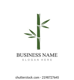 bamboo logo with green leaves vector illustration