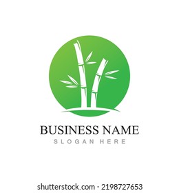 bamboo logo with green leaves vector illustration