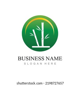 bamboo logo with green leaves vector illustration