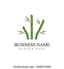 bamboo logo with green leaves vector illustration