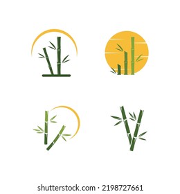 bamboo logo with green leaves vector illustration