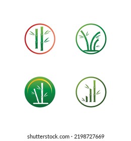 Bambus-Logo mit grünen Blättern, Vektorgrafik