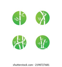 bamboo logo with green leaves vector illustration
