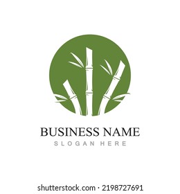 bamboo logo with green leaves vector illustration