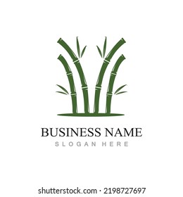 bamboo logo with green leaves vector illustration