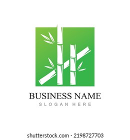 bamboo logo with green leaves vector illustration