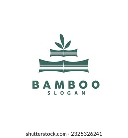 Bamboo Logo, Green Plants Vector, Simple Minimalist Design, Illustration Template