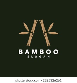 Bamboo Logo, Green Plants Vector, Simple Minimalist Design, Illustration Template