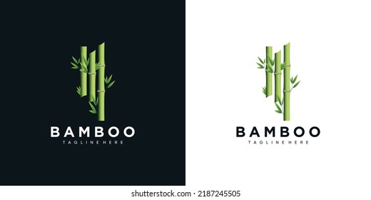 bamboo logo icon design stems and leaves with template creative 