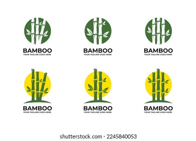 Bamboo logo set design vector illustration
