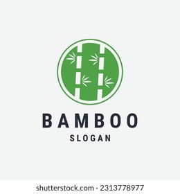 Bamboo logo template. Green bamboo tree vector design.