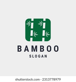 Bamboo logo template. Green bamboo tree vector design.