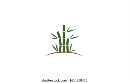 Bamboo logo template. Green bamboo trees vector design. Bamboo stem logotype
