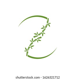 Bamboo logo template. Green bamboo trees vector design. Bamboo stem logotype