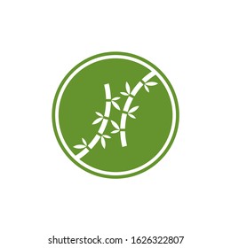 Bamboo logo template. Green bamboo trees vector design. Bamboo stem logotype