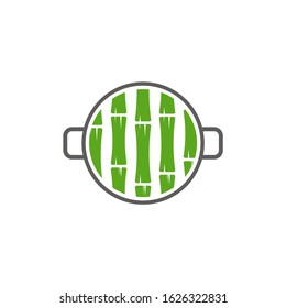 Bamboo logo template. Green bamboo trees vector design. Bamboo stem logotype