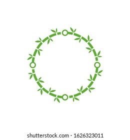 Bamboo logo template. Green bamboo trees vector design. Bamboo stem logotype