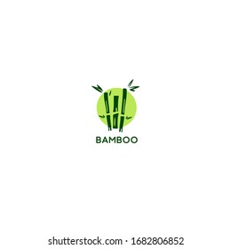 Bamboo logo template. Green bamboo trees vector design