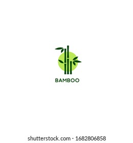 Bamboo logo template. Green bamboo trees vector design