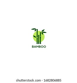 Bambus Logo-Vorlage. Grüne Bambusbäume Vektorillustration Design