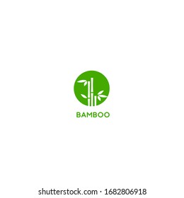 Bamboo logo template. Green bamboo trees vector design
