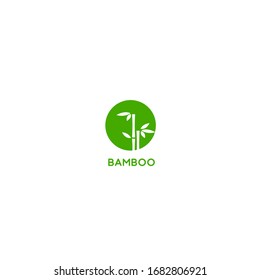Bamboo logo template. Green bamboo trees vector design