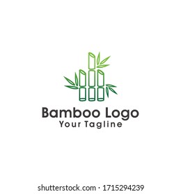Bamboo logo template. Green bamboo trees vector design. Bamboo stem logotype
