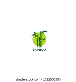 Bamboo logo template. Green bamboo trees vector design