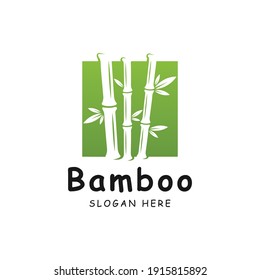 Bamboo logo template. Green bamboo trees vector design. Bamboo stem logotype