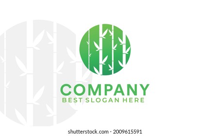 Bamboo logo template. Green bamboo trees vector design. Bamboo stem logotype