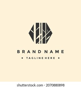 Bamboo logo template. Green bamboo trees vector design. Bamboo stem logotype