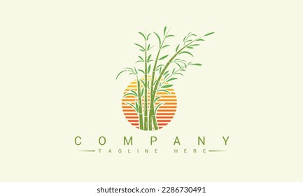 bamboo logo template. green bamboo trees vector design.