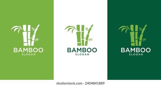 Bamboo logo template. Green bamboo trees vector design. Bamboo stem logotype