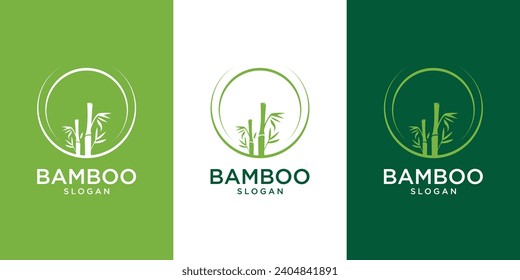 Plantilla de logotipo de bambú. Diseño vectorial de árboles de bambú verde. Logotipo de tallo de bambú