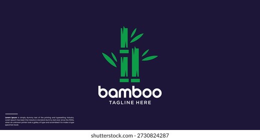 Plantilla de logotipo de bambú. Diseño de Vector de árboles de bambú verde. Logotipo del tallo de bambú