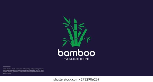 Plantilla de logotipo de bambú. Diseño de Vector de árboles de bambú verde. Diseño de vástago de bambú