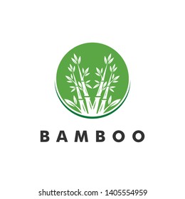 Bamboo logo template, nature forest icon design - vector