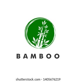 Bamboo logo template, nature forest icon design - vector