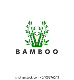 Bamboo logo template, nature forest icon design - vector