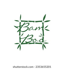 bamboo logo template in white background. Cube bamboo logo.