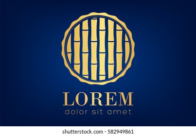 bamboo logo vector golden design