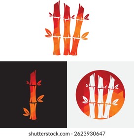 Ícone de ilustração do vetor de logotipo de bambu. Panda Food Green Plant Vetor.