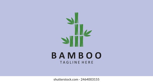 Bamboo logo vintage design, green bamboo tree vector design.