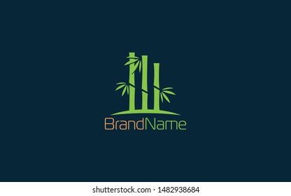 Bamboo logos formed with simply and modern shaped  in green color