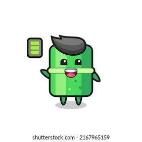 bamboo mascot character with energetic gesture , cute style design for t shirt, sticker, logo element