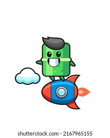 bamboo mascot character riding a rocket , cute style design for t shirt, sticker, logo element