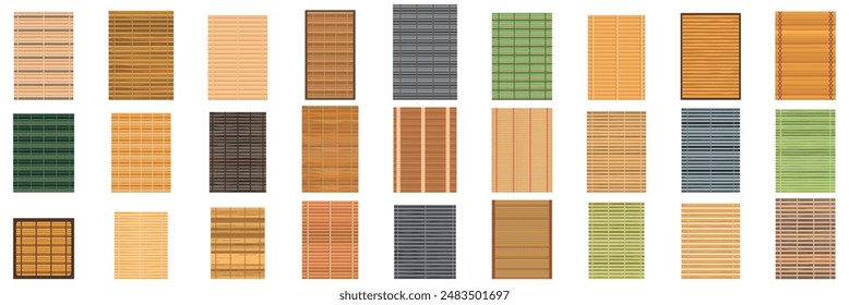 Bamboo mat icons set. This is a set of bamboo mat in various color and pattern for background or texture