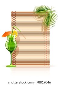 bamboo mat palm cocktail vector illustration isolated on white background