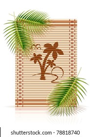 bamboo mat tropic palm vector illustration isolated on white background