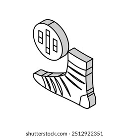 Bambus Material Socke isometrische Ikone Vektor. Sockenzeichen aus Bambusmaterial. einzelne Symbolgrafik